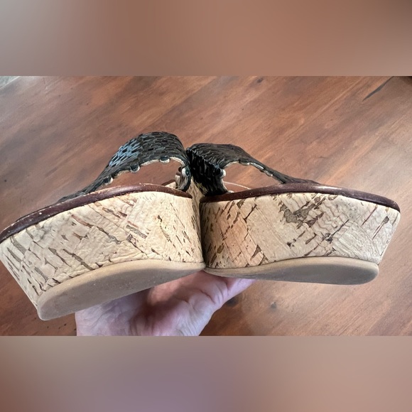 TORY BURCH Cork Wedge Black Leather Heel Sandal - Picture 13 of 15